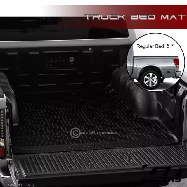 For 2016-2023 Nissan Titan 5.5 Ft Black Rubber Diamond Truck Bed Floor Mat Liner