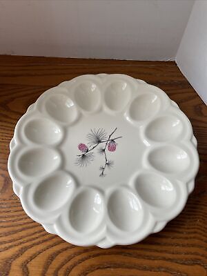 Vintage Pink Pinecone Ceramic Egg Plate Serving Platter