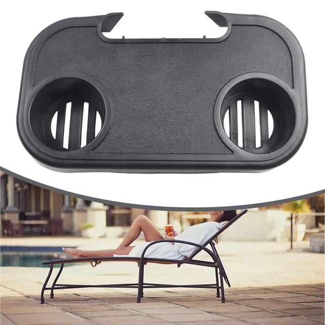 ZLHETWT Plateau de chaise inclinable, porte-gobelet amovible, portable, chaise de pelouse, table d'appoint pour plage, pêche, voyage, pique-nique, tasses à eau, collations