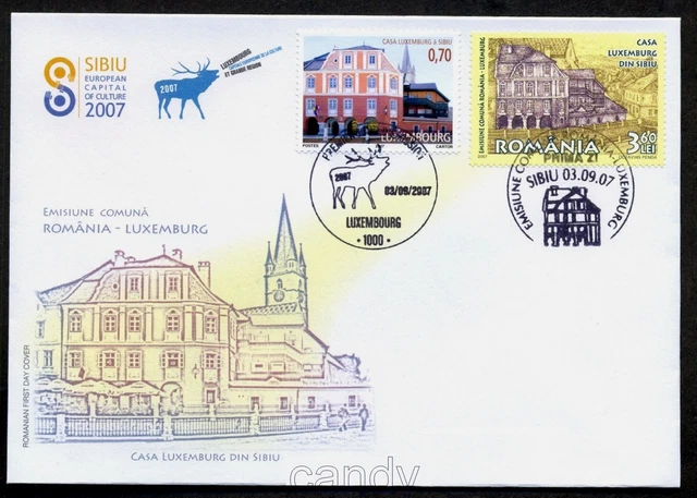 2007 LUXEMBOURG House,SIBIU,Transylvania,Deer,Hermannstadt,Romania,6238,FDC,RARE