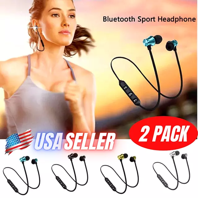 2 X Auriculares Bluetooth inalámbricos magnéticos para teléfonos inteligentes Auriculares celulares Impermeables