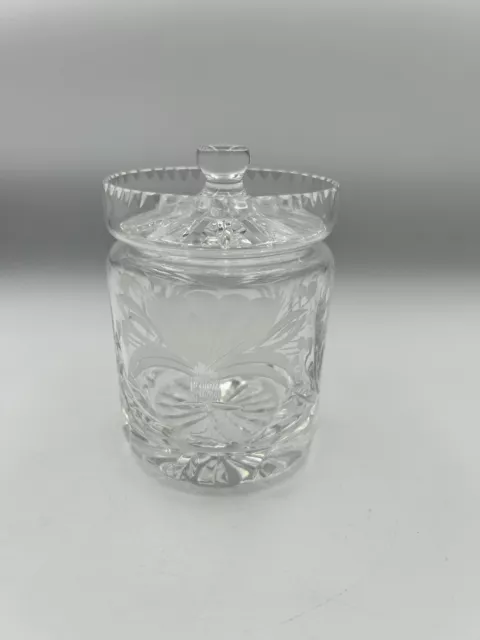 Rare Royal Brierley Crystal Honeysuckle Lidded Preserve Pot Jam Jar Marmalade