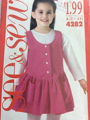 1989 Butterick See & Sew 4282 VTN Sewing Pattern Childs Jumper Top Size 2 4 6X