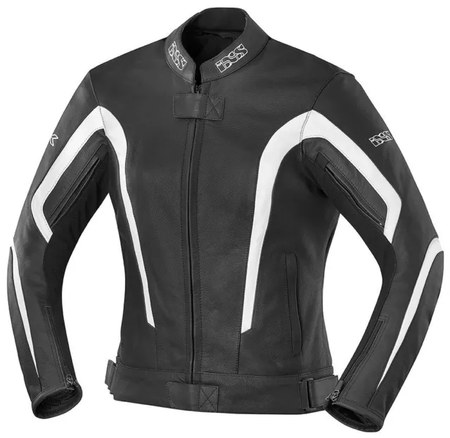 Veste à Partir De Moto En Cuir Lady Noir Blanc KELLY IXS Taille 40 Promo Dernier