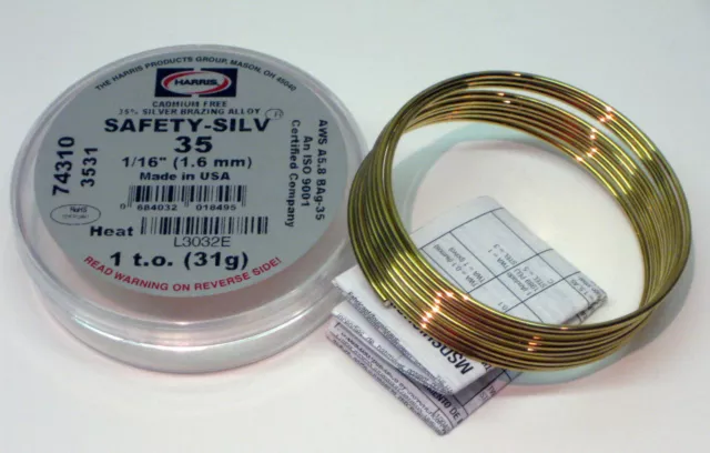 74310 Harris Safety-Silv 35 35% Silver Solder Brazing Alloy 1 Troy Ounce