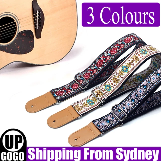 Vintage Flowers Guitar Strap Replacement Adjustable Belt Acoustic Electric Bass