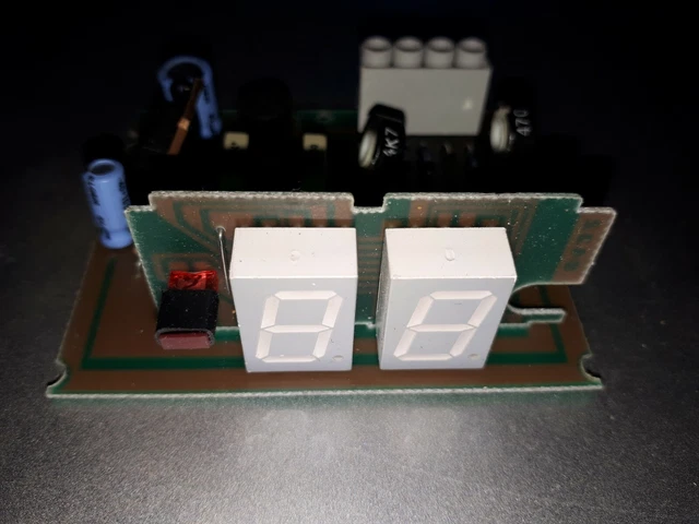 Two 7-SEGMENT LED displays on ELIWELL CONTROL circuit board  circa 1989