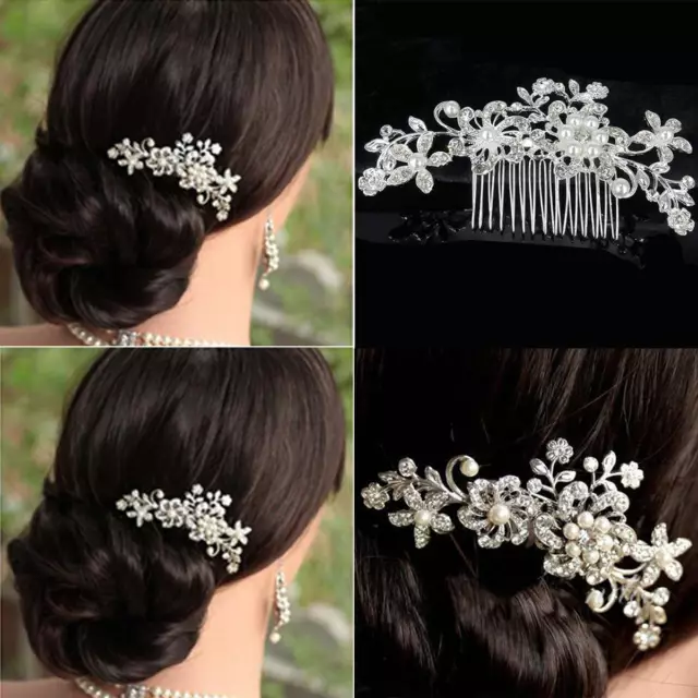 Bridal Bridesmaid Flower Wedding Crystal Hair Clips Jewelry Hair Pins Party
