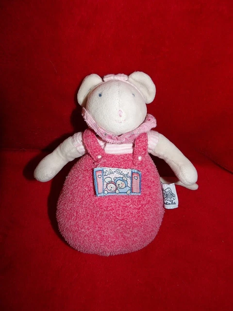 Doudou Peluche Hochet Moulin Roty Souris Rose Lila et Patachon 17 CM