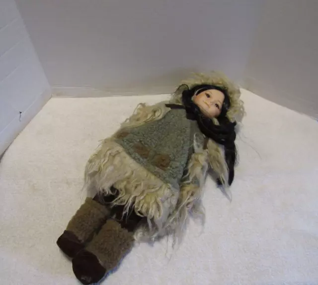 Vintage 1991 Limited Edition Brinns Collection 17" Porcelain Inuit Doll