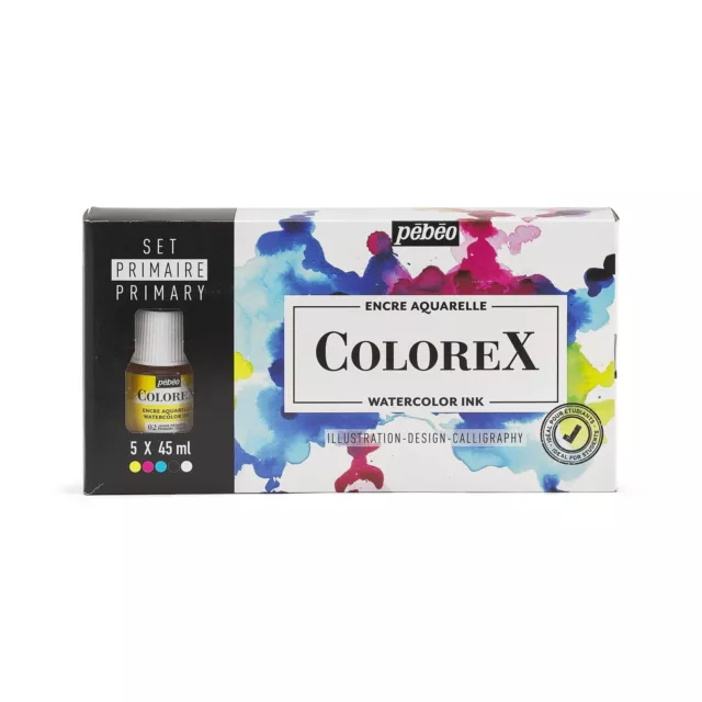 Pebeo Colorex Dye-Based Aquarelle Encre Primaire Set 5 X 45ml