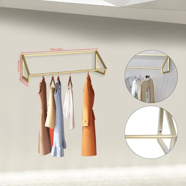 CLOTHES DISPLAY RACK Storage Garment Clothing Store Wall-Mounted ...