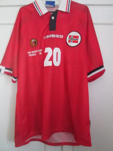 World Cup 98 Norway Solskjaer 20 home  Football Shirt XL Adult /57283