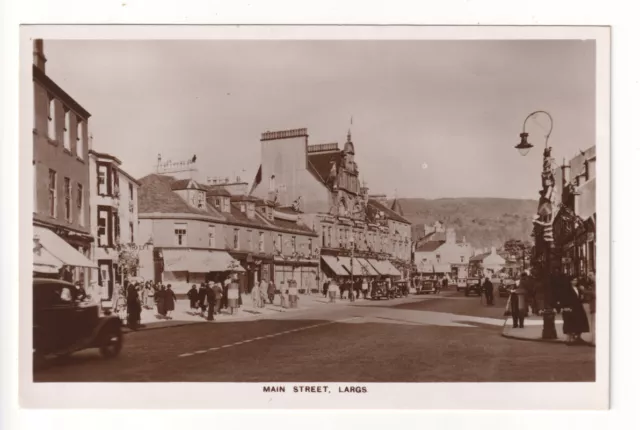 Largs - Main Street and shops - old Ayrshire real photo postcard
