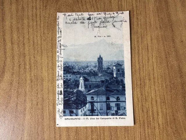 Cartolina Savigliano Il Monviso Dal Campanile Di S. Pietro Viaggiata 1938 Hh