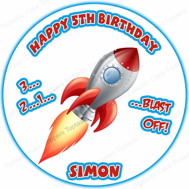 PERSONALISED ROCKET SHIP Space Shuttle Edible Icing Birthday Party Cake ...