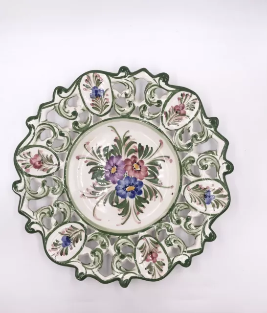 Hand Painted Plate Portugal Signed On Back Wall Decoration 9 1/2”x 9 1/2”