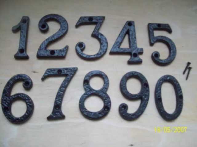 Heavy Black Antique Iron House Door Numbers Numerals