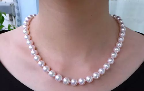 Gorgeous AAA+ 9-10mm Akoya white natural pearl necklace 18” 16" 14K