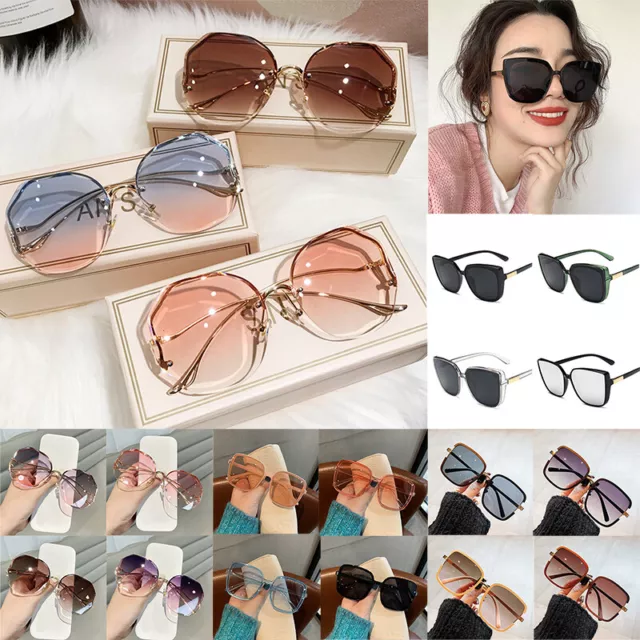 UV400 Luxury Rimless Sunglasses Women Ladies Fashion Oversize Gradient Shades UK