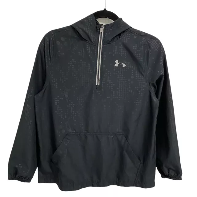 Under armour Ua Storm Ragazzi Cappuccio Luce Pullover Nero Mezza Zip Sz Ylg / Jg