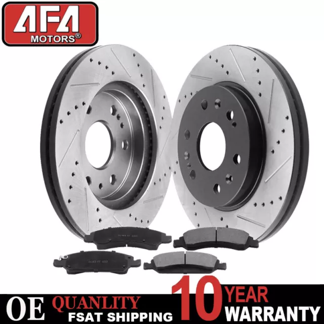 330mm Front Brake Rotors and Brake Pads For Chevy Express Silverado Sierra 1500