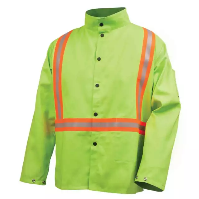 Black Stallion JF1010 FR Cotton Jacket with FR Reflective Tape, Lime, 3X-Large