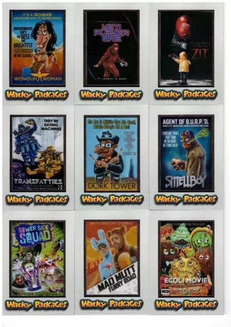 2018 WACKY PACKAGES GO TO THE MOVIES COLLECT HOBBY SILVER PATCH SET x/50 ALL 10