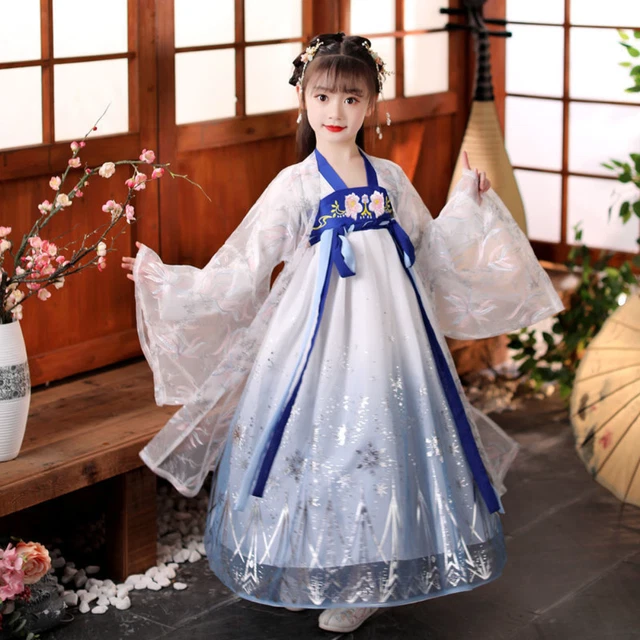Bambine Ragazze Ricamo Hanfu Abito Cinese Abbigliamento Cosplay Costume Ttang