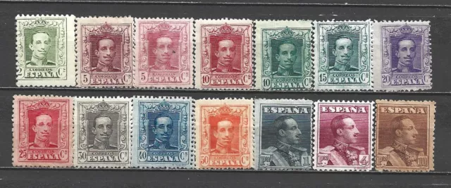 España 1922-1930 Edifil 310-323* Mlh  Serie Alfonso Xiii Tipo Vaquer