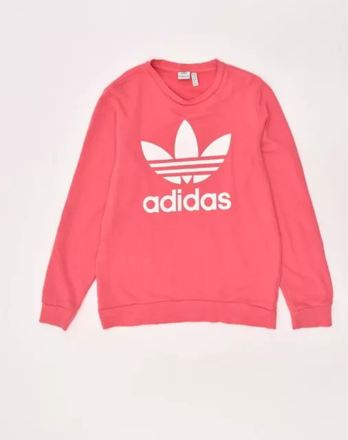 ADIDAS Girls Graphic Sweatshirt Jumper 15-16 Years Pink Cotton FO14