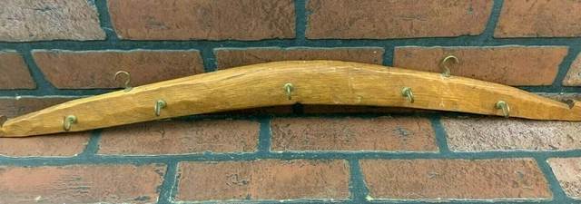 Vintage Wall Mount Hanging Hat Hanger Rack 5 Hooks Wood