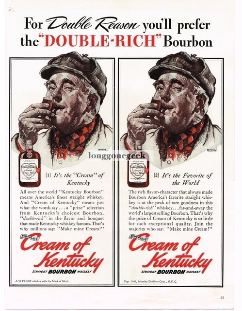 1940 Cream of Kentucky Bourbon Whiskey Norman Rockwell art Vintage Print Ad #2
