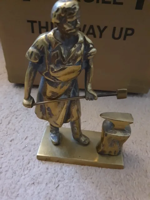 Vintage Brass Figure Man Metalworker