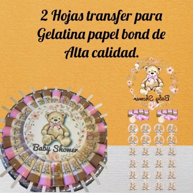 Juego de 2 Hojas Papel Bond para Hacer Transferencia en Gelatinas Jelly Transfer