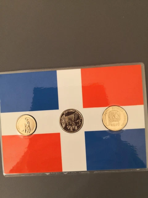 1 Peso, 5 Centavos,  25 Centavos, Dominicana "vergoldet"