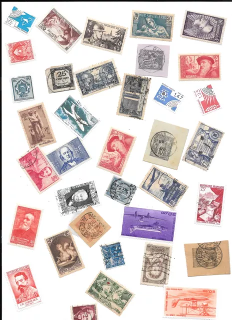 lot divers + ou - bon  de timbres de FRANCE oblitérés