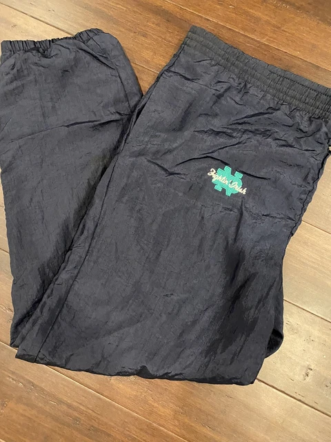 Vintage Champion Mens Windbreaker Pants Notre Dame Navy Blue Size XL
