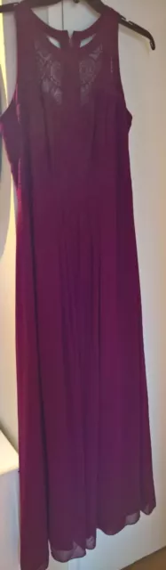 City Chic Lace Inset/Paneled Chiffon Maxi Dress in Mullberry (NEW)