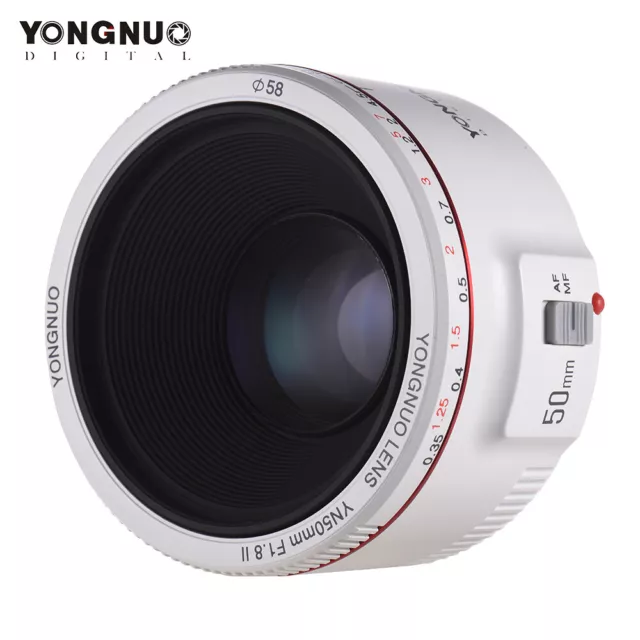 Yongnuo YN50mm F1.8 II AF MF Auto Focus Lens For Canon EOS 70D 5D2 White New