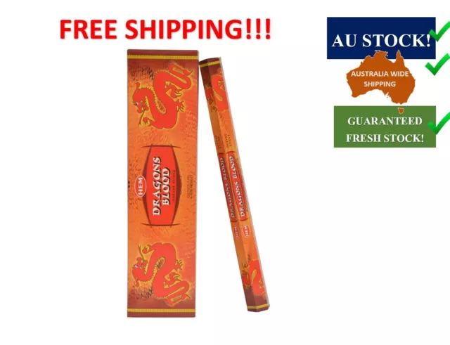 Dragon's Blood Tall / Jumbo Garden Hex Incense Sticks HEM, [6 pack = 60 Sticks]