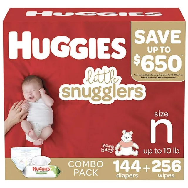 Huggies Little Snugglers Diapers Newborn and Wipes Combo Pack. Free Shipping!!!