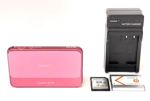 [Near Mint] SONY Cyber Shot DSC-T110 16.1MP Digital Camera Pink 4x zoom w/ 4GB 3