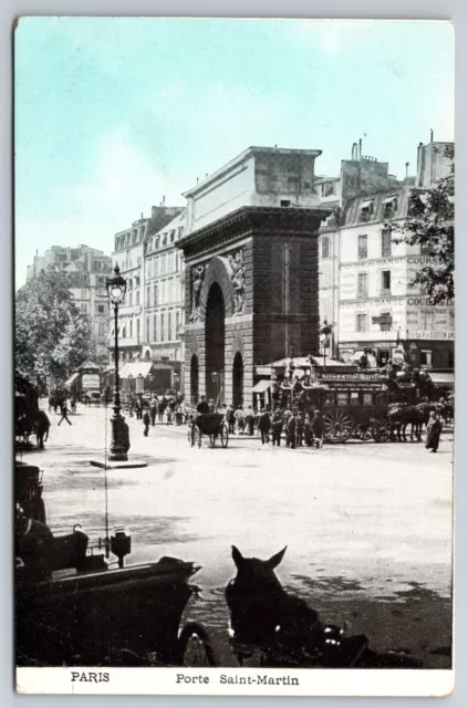 Triumphal Arch Porte Saint-Martin, Paris, France Colorized Postcard PAR091