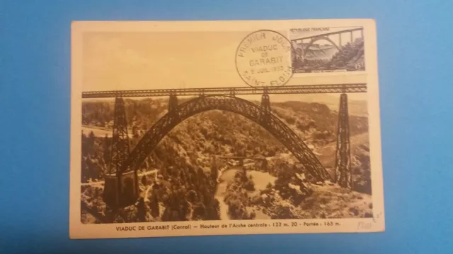 France Premier Jour Fdc Yvert 928 Viaduc De Garabit 15F Saint Flour 1952.