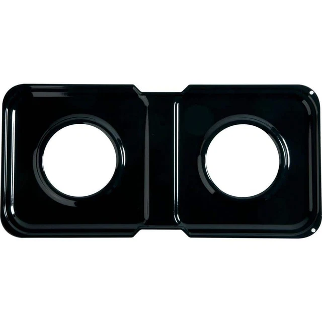 Porcelain Double Gas Range Drip Pan GE 17-1/2 in. x 8-1/2 in. Black Kitchen Cook