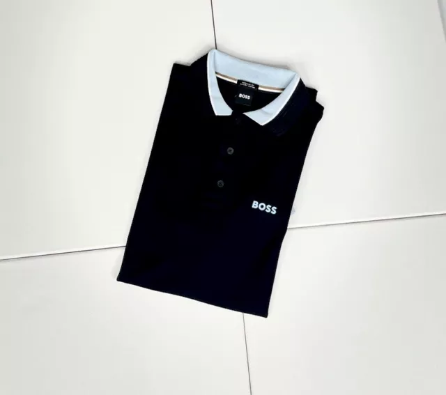 HUGO BOSS Men’s Polo 100% Cotton Regular Fit Color Dark Blue Size Extra Large.