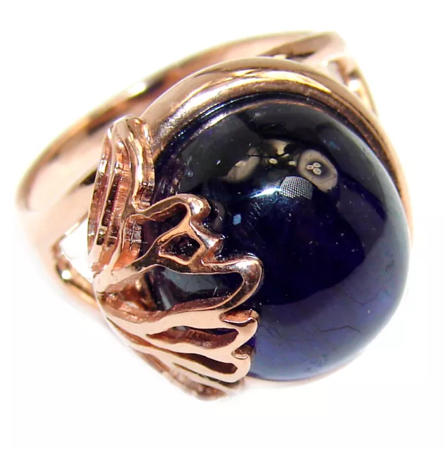 Genuine 11.8ct Sapphire  18K Gold over .925 Sterling Silver handmade Cocktail Ri