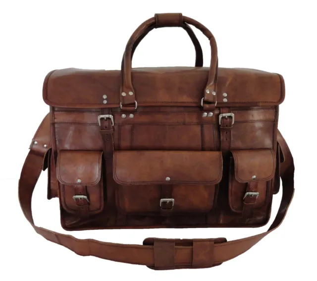 22" Real Leather Briefcase Shoulder Bag Luggage Handbag Suitcase Holdalls
