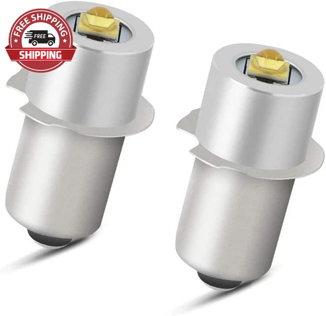 2 Pack P13.5S PR2 LED Upgrade LED Flashlight Bulb 3W DC4-24V 6V 12V 18V Replacem